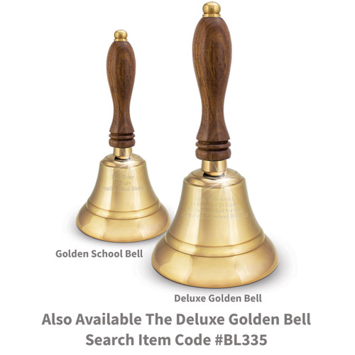 brass bell and deluxe brass bell with wooden handles and personalization