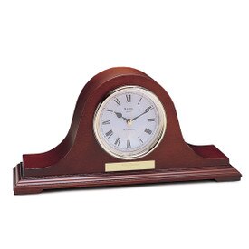 bulova annette wooden mantel clock with gold-tone bezel