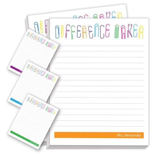 personalized difference maker notepads with four different messages