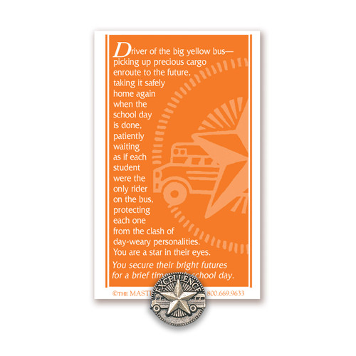 bus driver lapel pin with message card