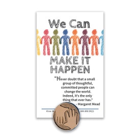 we can make it happen lapel pin and message card