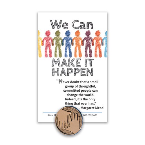 we can make it happen lapel pin and message card