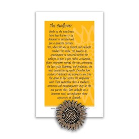 sunflower lapel pin with message card