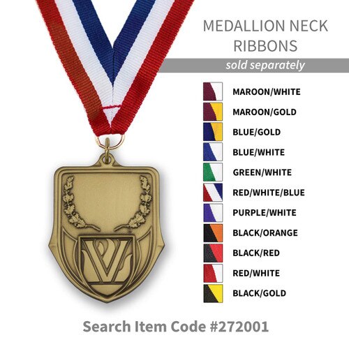 several colors of neck ribbons for the shield medal