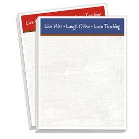 notepads with live laugh love teaching message