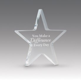 acrylic star paperweight with make a difference every day message