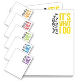 making a difference notepads with six different messages