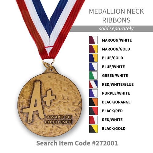 several colors of neck ribbons for the A+ medal