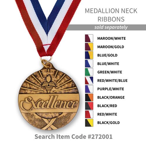 several colors of neck ribbons for the excellence medal