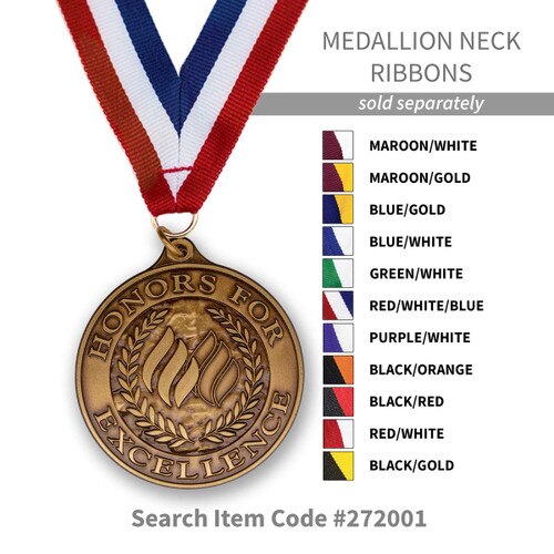 several colors of neck ribbons for the honors for excellence medal