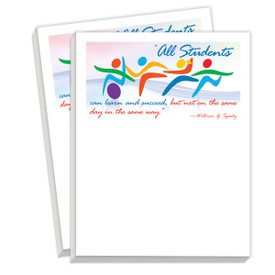 notepads with all students can learn message