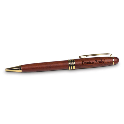 Genuine Rosewood Ballpoint Pen with Gold Plated Clip, Personalize It!