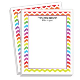 personalized notepads with colorful chevron design