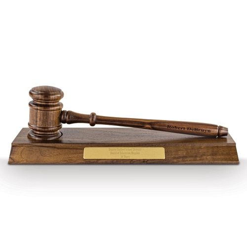 gavel base award with personalized brass plate