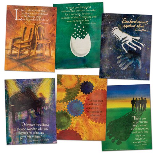 set of 6 posters with teamwork themed messages