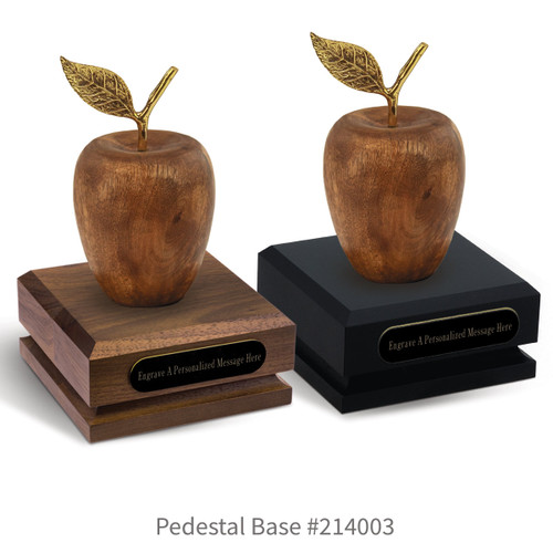 black and brown walnut pedestal bases with acacia wood apples