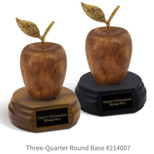 black and a brown walnut three-quarter round bases with acacia wood apples