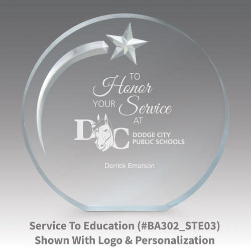 to honor your service message on an acrylic shooting star award