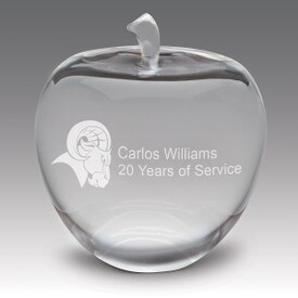 solid optic crystal apple with personalization