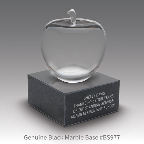 black marble base with optic crystal apple