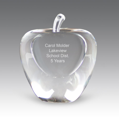 solid optic crystal apple with personalization