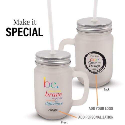 be collection frosted mason jar gift set with add your logo
