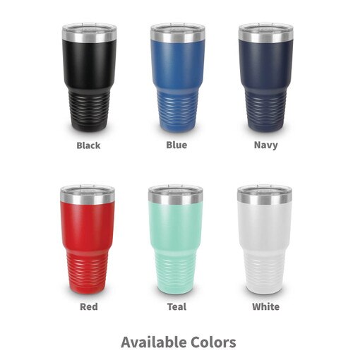 several colors of 30 oz. stainless steel tumblers