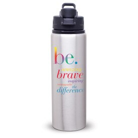 aluminum water bottle with be message and snap-fit lid with handle