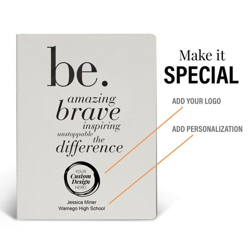 a white be collection appeel grande journal with add your logo and personalization