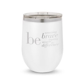 white 12 oz. stainless steel tumblers with be collection message