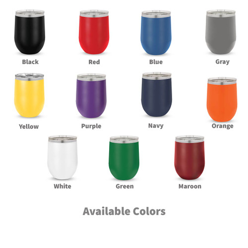 multiple colors of 12 oz. stainless steel tumblers