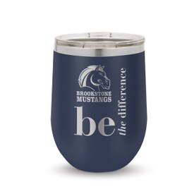 navy 12 oz. stainless steel tumblers with be the difference message and logo