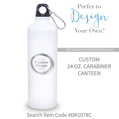 create your own white 24 oz carabiner canteen