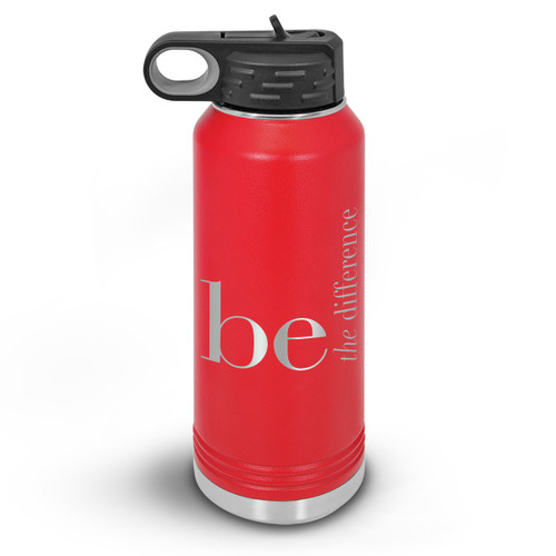 32oz. stainless steel water bottle featuring the inspirational message Be The Difference. 9 colors to choose from.
