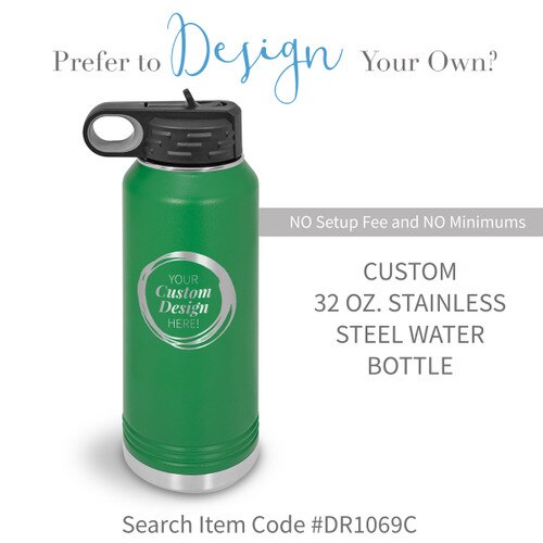 create you own green 32 oz stainless steel water bottle