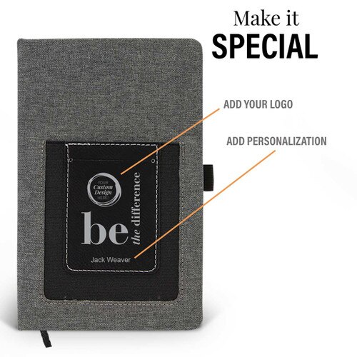 be the difference pocket canvas journal with add your logo and personalization