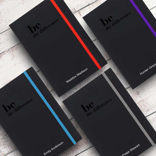 be the difference black journals with multiple accent colors and personalization