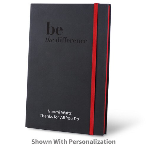 be the difference black journal with red accents and personalization