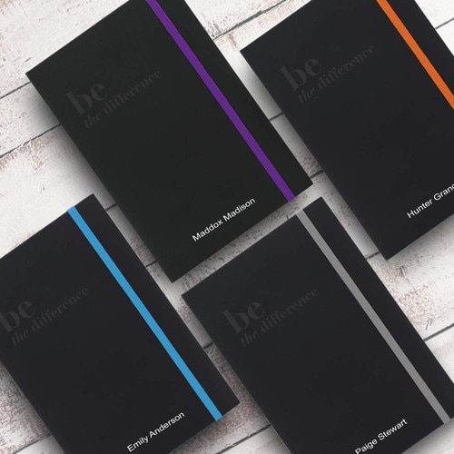 be the difference black journals with multiple accent colors and personalization