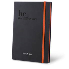 be the difference black journal with orange accents and personalization