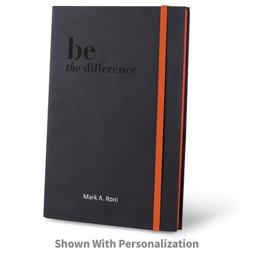 be the difference black journal with orange accents and personalization