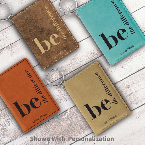 multiple colors of leather id holders with be the difference message