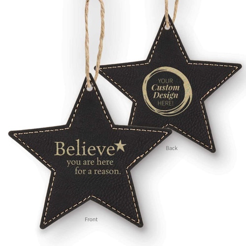 believe black ornament with logo option on back