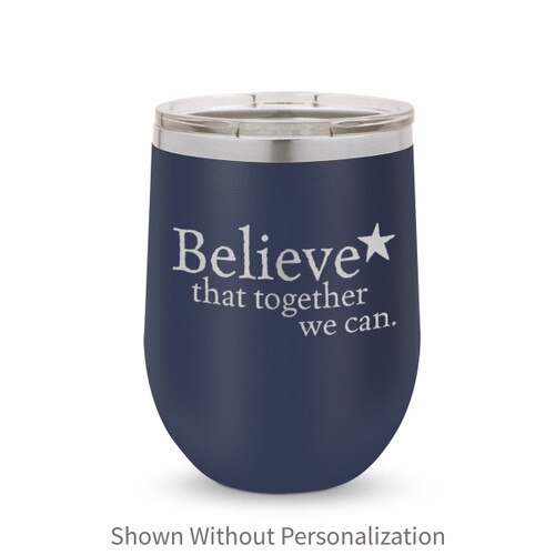 navy 12 oz. stainless steel tumblers with believe