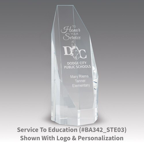 beveled optic crystal octagon tower with to honor your service message