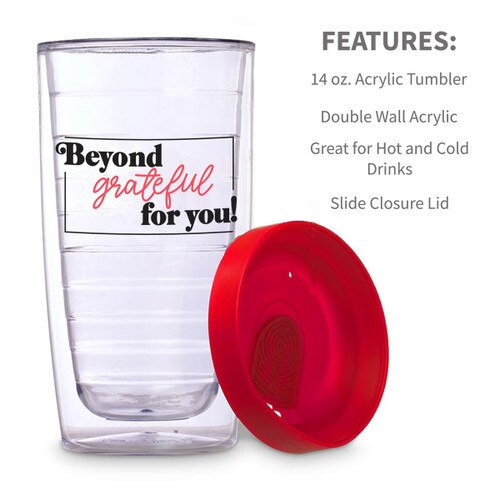 features for the beyond grateful double wall acrylic tumbler