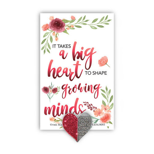 Big Hearts Shape Growing Minds Lapel Pin With Presentation Card
