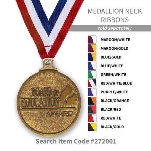 several colors of neck ribbons for the board of education medal