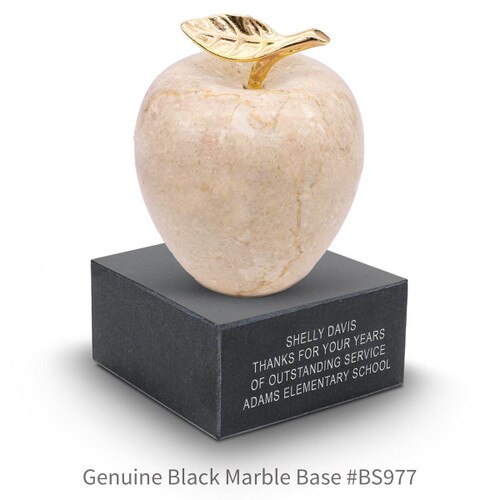 black marble base with botticino beige marble apple
