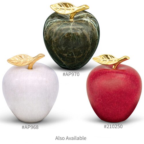 jade green, white, and red marble apples